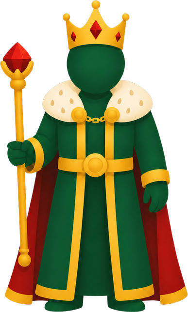 The King: a crowned ruler with a scepter and royal robe
