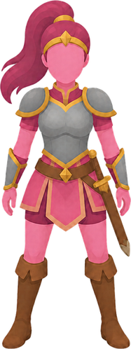 The Rose Warrior: a hero in steel armor with a sword